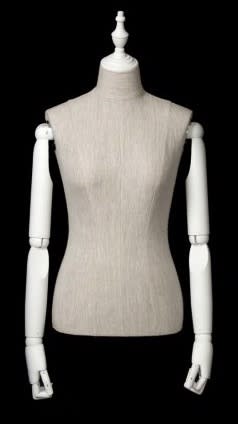 white linen female mannequin wood arms retail display mannequins express