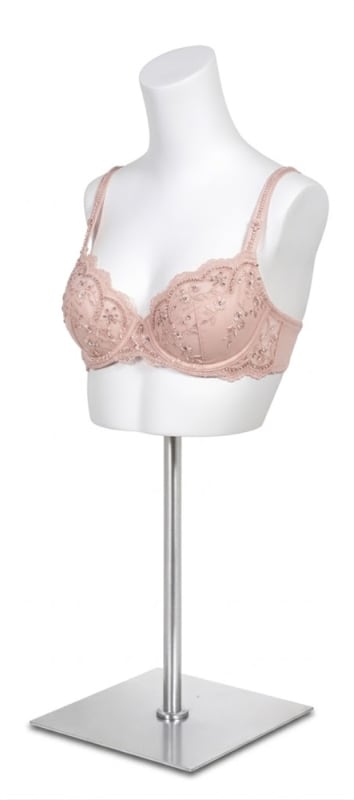 Headless Female Bra Form with Stand - Matte White