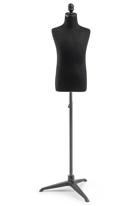 Child display dress form with natural canvas torso on metal tripod base adjustable retail mannequin for boutiques and designers