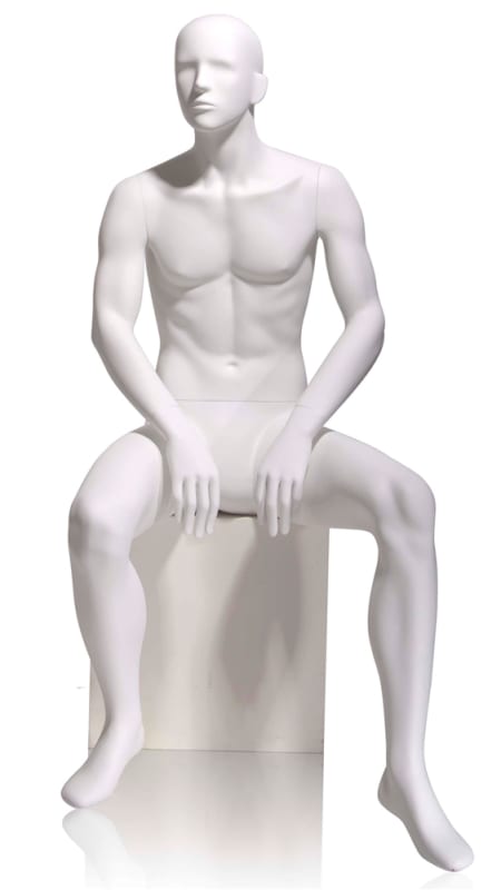 tomas seated male mannequin abstract oval head retail display mannequins express
