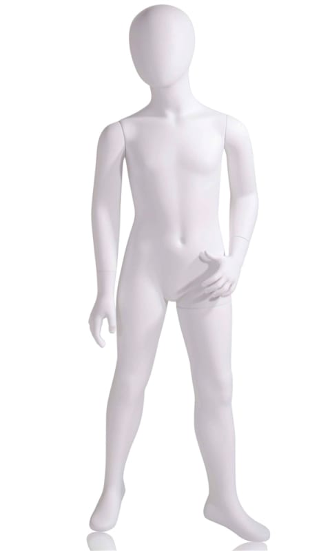 6 year old white fiberglass egg head mannequin in looking out pose with round base for children's clothing displays 6 year old white fiberglass egg head mannequin in looking out pose with round base for children's clothing displays