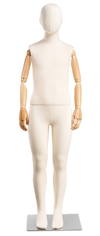 Child Fabric-Wrapped Mannequin with Articulating Arms | Natural, Burgundy, or Black | WP Series | Mannequins Express