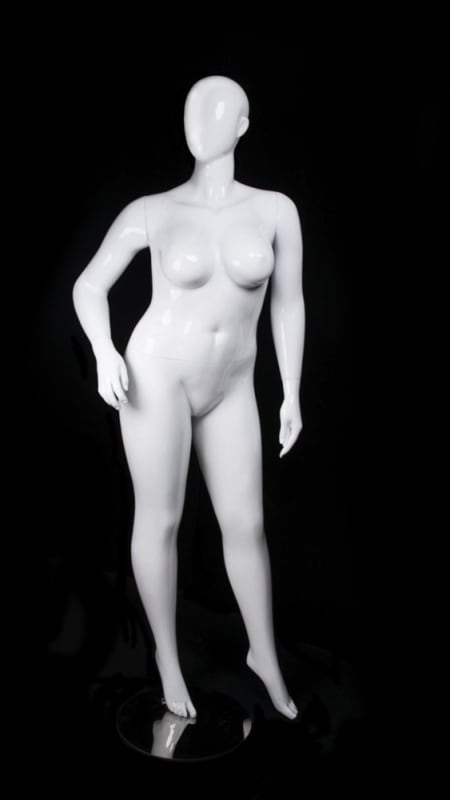 glossy white plus size female mannequin size 16 left leg out retail display mannequins express