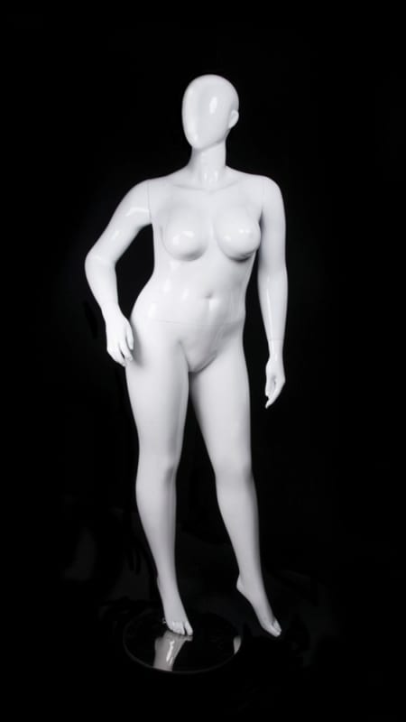 glossy white plus size female mannequin size 16 right hand on hip retail display mannequins express
