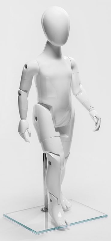 FIBERGLASS POSABLE GLOSSY WHITE 3T CHILD MANNEQUIN