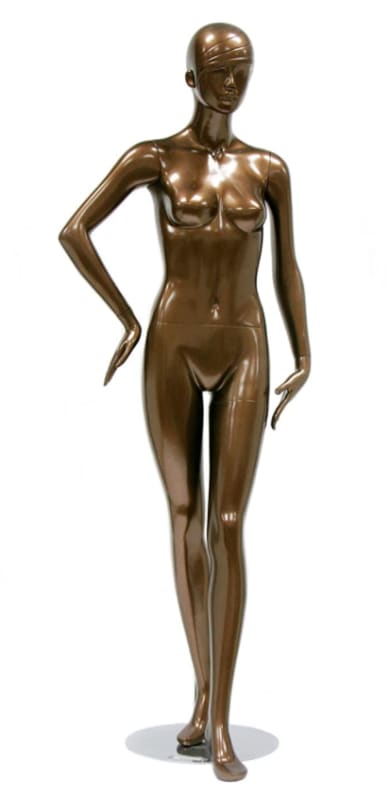 metallic bronze retro abstract female mannequin right arm bent retail display mannequins express