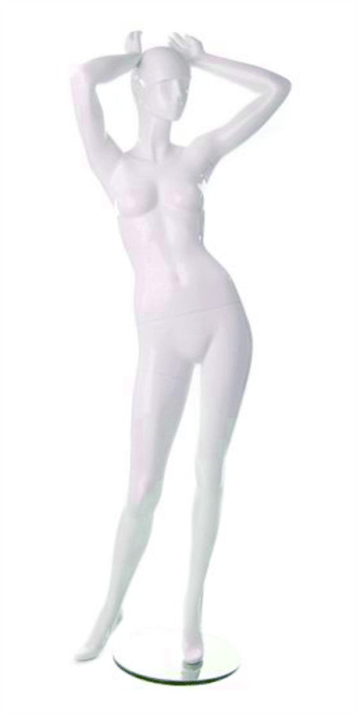 pearl white retro abstract female mannequin arms up retail display mannequins express