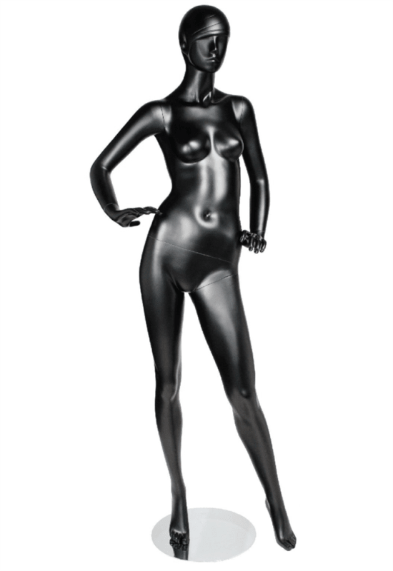 matte black retro abstract female mannequin hands on hips retail display mannequins express