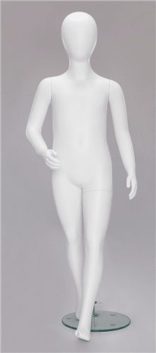 Gloss White Egghead Child Mannequin - Walking Pose