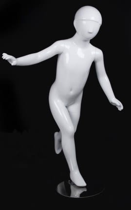 child mannequin glossy white running pose retail display mannequins express