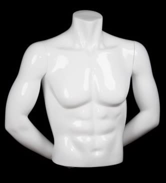 glossy white male torso mannequin freestanding tabletop mannequins express