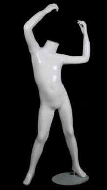 glossy white child mannequin headless stretching pose retail display mannequins express