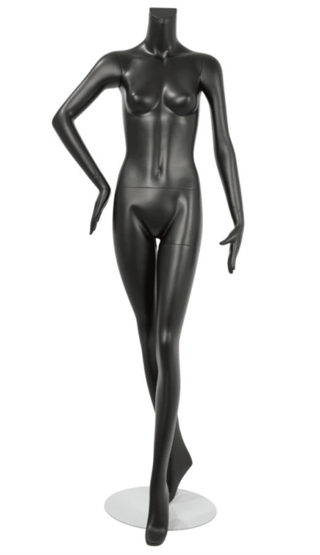 matte-black-female-mannequin-changeable-heads-right-arm-bent