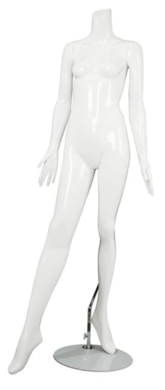 glossy white female mannequin right leg out retail display mannequins express