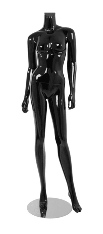 glossy black female mannequin pose 7 headless changeable heads retail display mannequins express