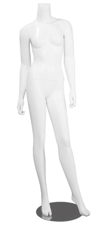 Matte white female mannequin pose 7 headless with optional interchangeable heads – Mannequins Express