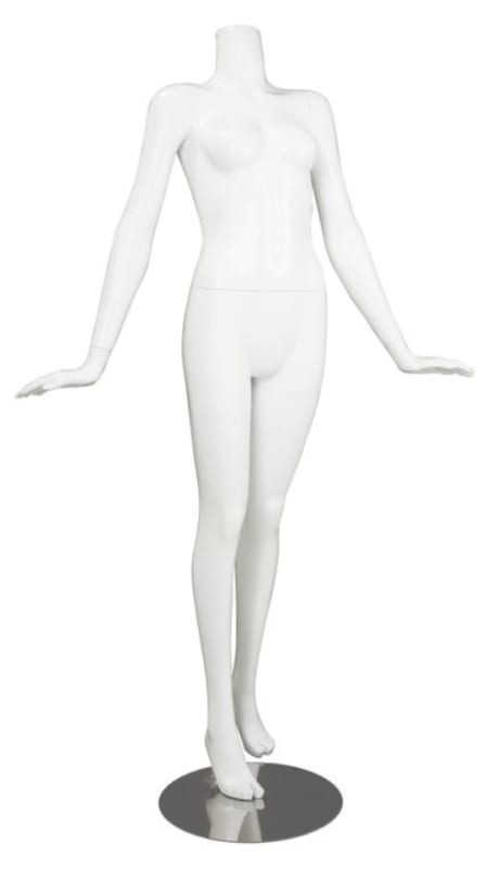 Female Mannequin Matte White Headless Changeable Heads - Hands Flared