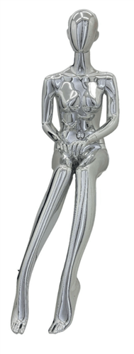 silver chrome female mannequin sitting pose egghead headless retail display mannequins express