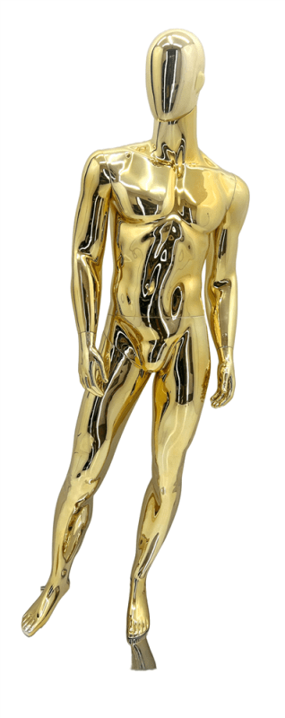 Male  Egghead or Headless Mannequin Gold Chrome