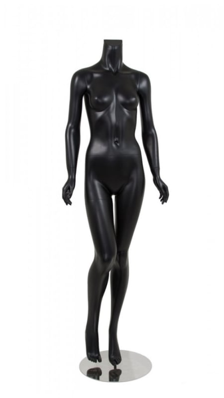 matte black female mannequin pose 3 headless changeable heads retail display mannequins express