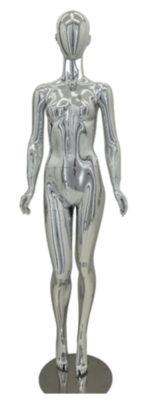 Female Egghead or Headless Mannequin Silver Chrome - Pose 3