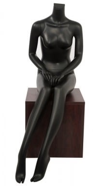 matte black seated female mannequin pose 5 headless changeable heads retail display mannequins express