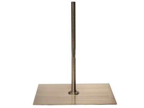 Brushed metal floor center pole base with 7/8 inch diameter for bust forms Brushed metal floor center pole base with 7/8 inch diameter for bust forms