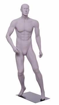 Matte grey athletic male soccer player mannequin for sports apparel and retail display