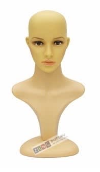Female mannequin display head made of unbreakable plastic with 360-degree rotating feature and realistic facial features