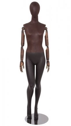 Brown Leather-Like Mixed Fabric Mannequin Bendable Arms Leg Bent In