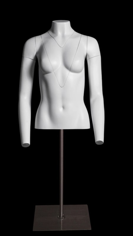 Ghost female headless torso display form mannequin for seamless apparel photography and retail merchandising
