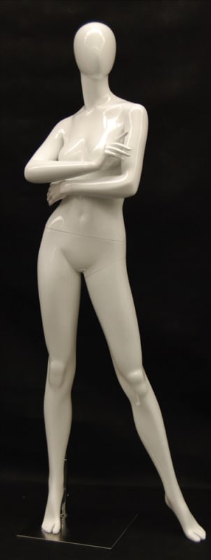 Strong professional egghead female white mannequin for retail fashion and apparel displays