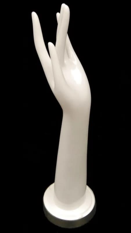 16 inch white plastic ladies left display hand with long fingers