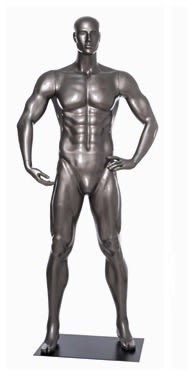 Football male mannequin with right hand holding ball for sports apparel and athletic retail display
