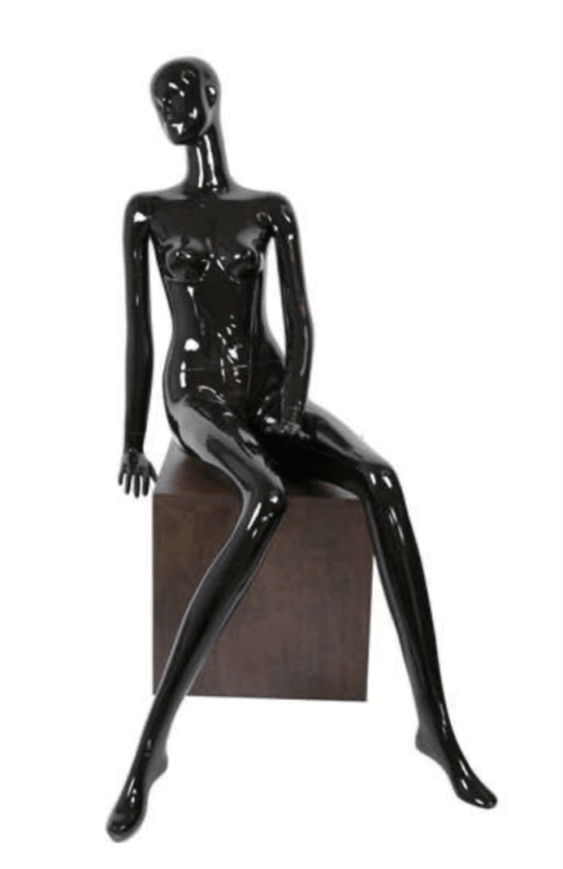 Glossy Black Seated Vogue Female Mannequin