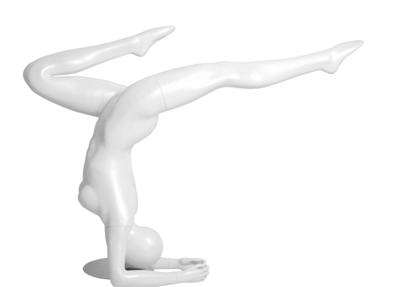 Glossy abstract female handstand yoga mannequin for fitness apparel and activewear retail display