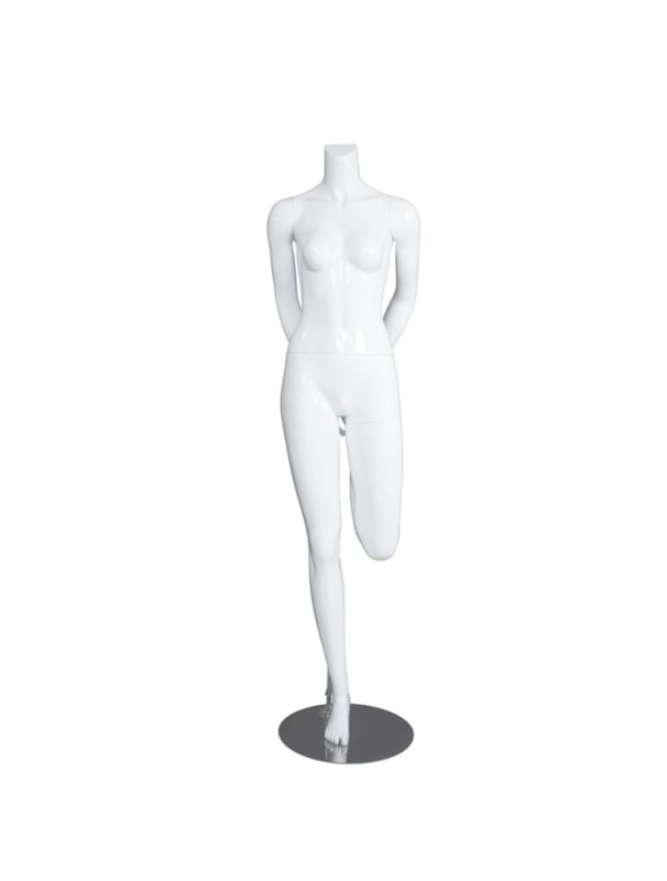 Female Yoga Mannequin Glossy White Hip Flexor Stretch Headless Changeable Heads
