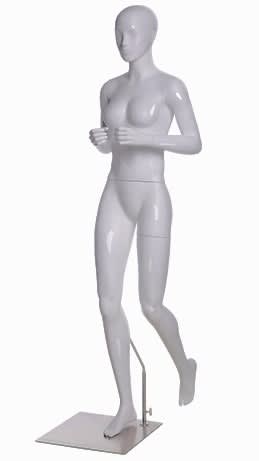Female Walking / Hiking Mannequin - Glossy White - Backpack Holding Pose