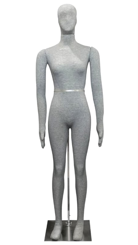 Pinable Jersey Covered Female Mannequin Flexible in Grey or Black