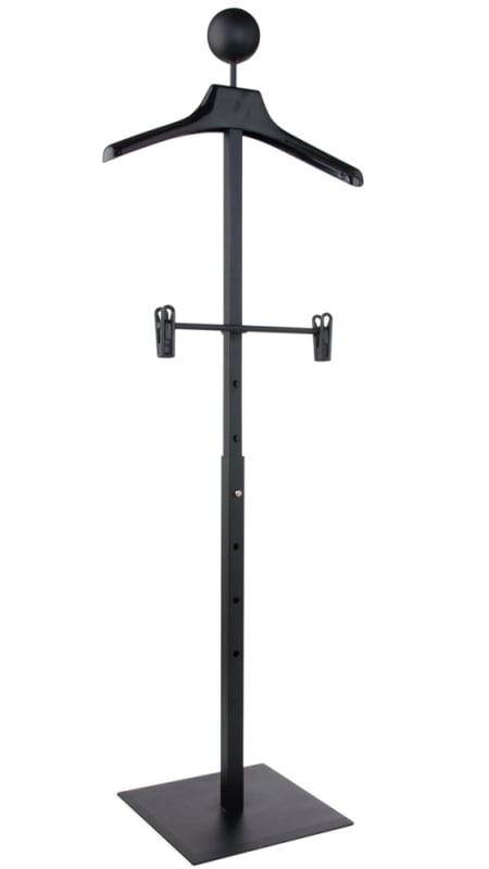 matte black womens countertop form with hanger display