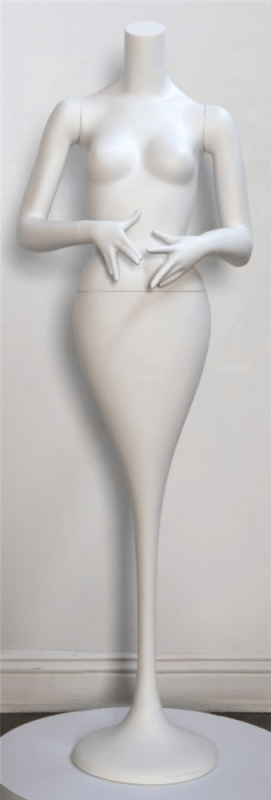 High-end mermaid mannequin dress form hands in front with trumpet base by Mannequins Express