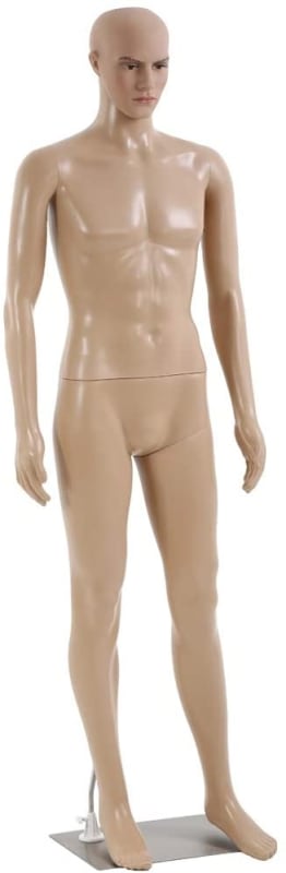 6 foot unbreakable fleshtone realistic male mannequin in straight pose with base 6 foot unbreakable fleshtone realistic male mannequin in straight pose with base