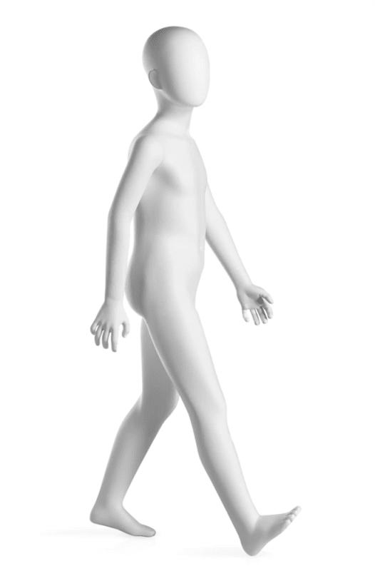 trendy 6 year old matte white kid mannequin walking pose trendy 6 year old matte white kid mannequin walking pose