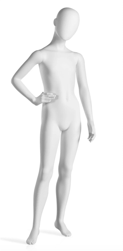 matte white 10 year old kid mannequin right hand on hip mannequins express
