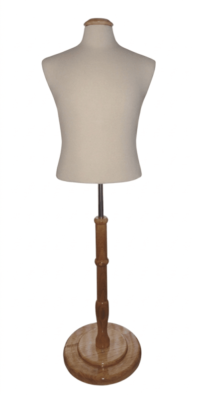 Pinable Male Shirt Form with Flat Wood Neck Block and Round Base Pinable Male Shirt Form with Flat Wood Neck Block and Round Base