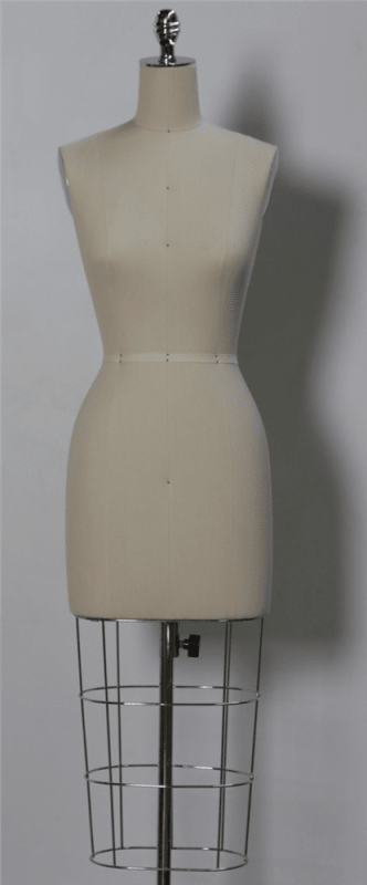 size 2 female canvas dressmaker form collapsible shoulders rolling base mannequins express