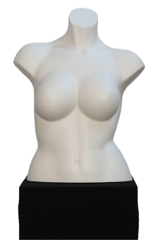 Swiss Coffee  plus size female torso mannequin with 7/8 inch flange for pole base mounting