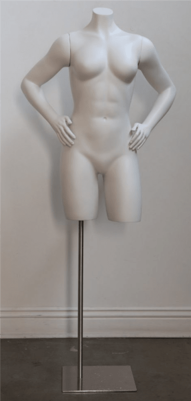 High End Fit Matte White Headless Female 3/4 Torso - Hands on Hips