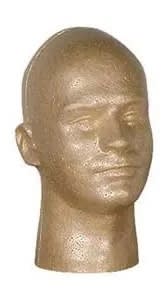 Male suntanned styrofoam display head for hats and wigs Male suntanned styrofoam display head for hats and wigs