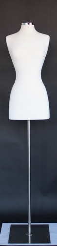 White Jersey Covered Female Dress Form with Metal Base - Size 4/6